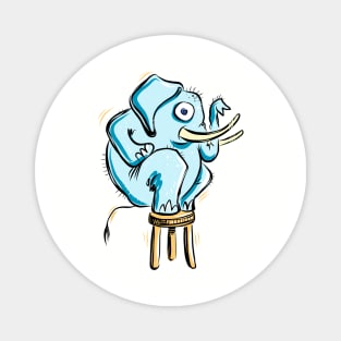 Blue Elephant balancing on a Stool Magnet